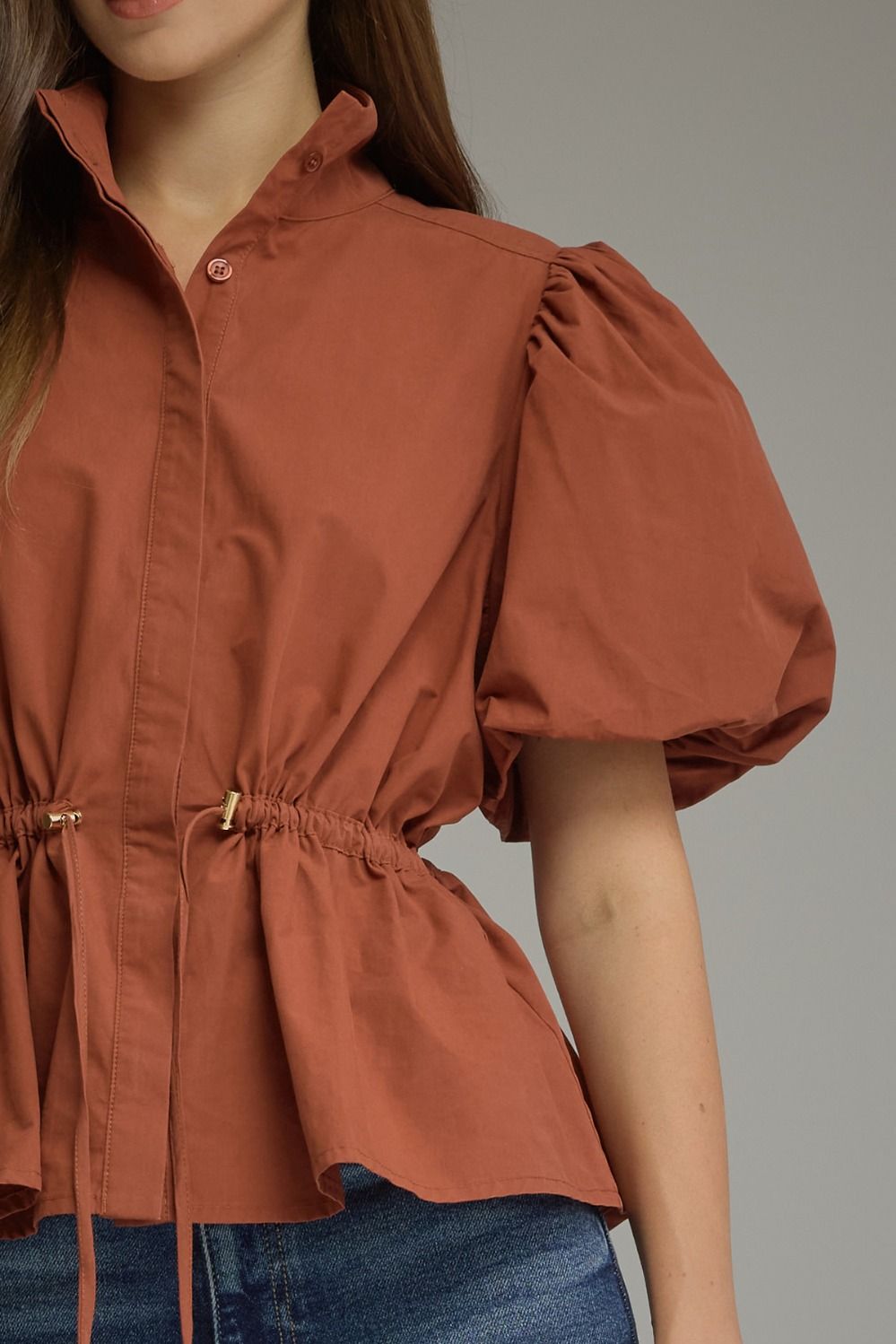 Solid Burnt Orang Top w/Drawstring