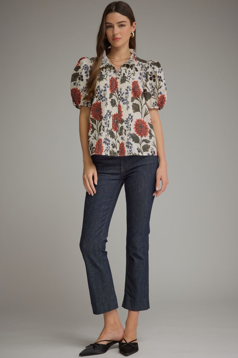 Floral Short Puff Sleeve Top