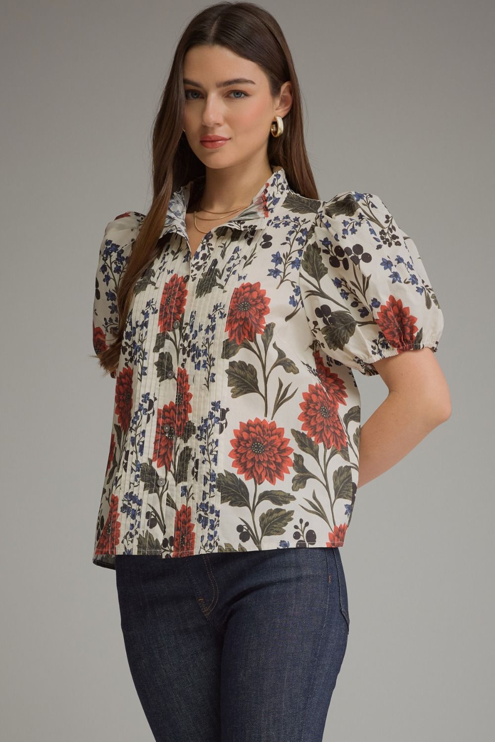 Floral Short Puff Sleeve Top