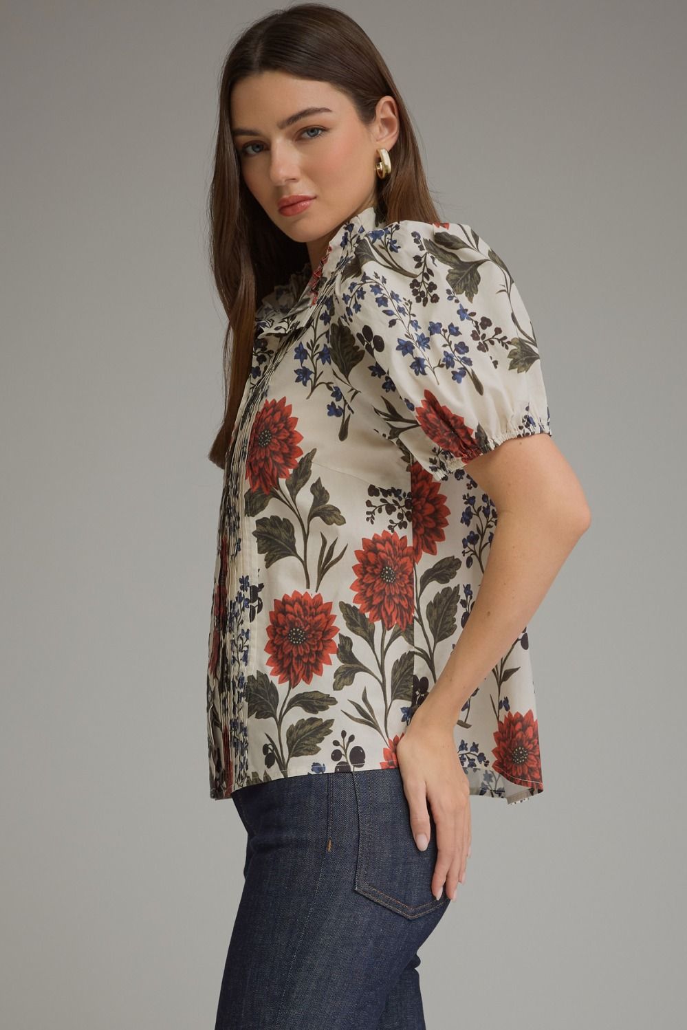Floral Short Puff Sleeve Top
