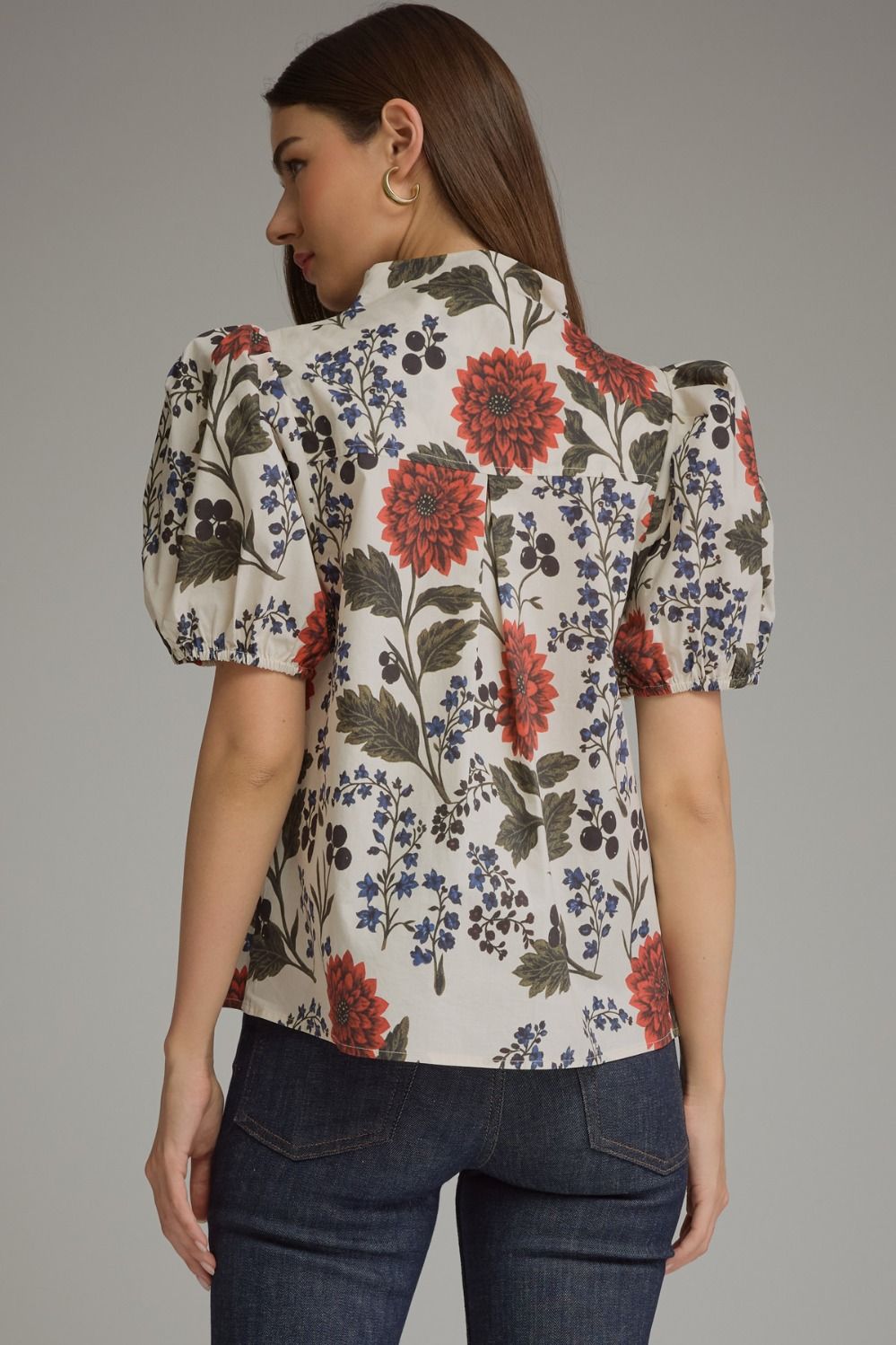 Floral Short Puff Sleeve Top