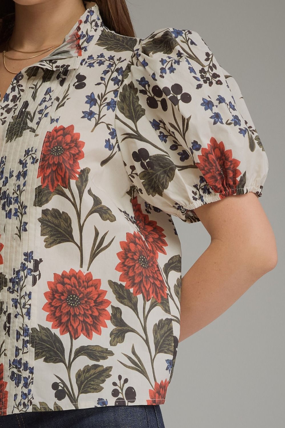 Floral Short Puff Sleeve Top
