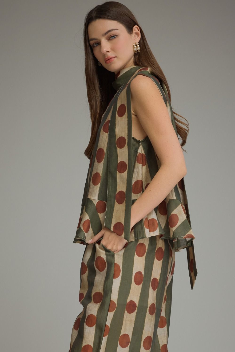 Olive Stripe and Crimson Dot Top