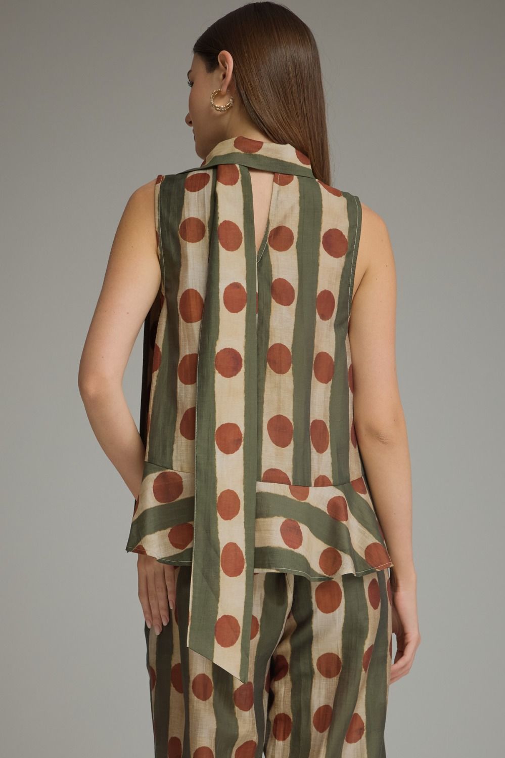 Olive Stripe and Crimson Dot Top