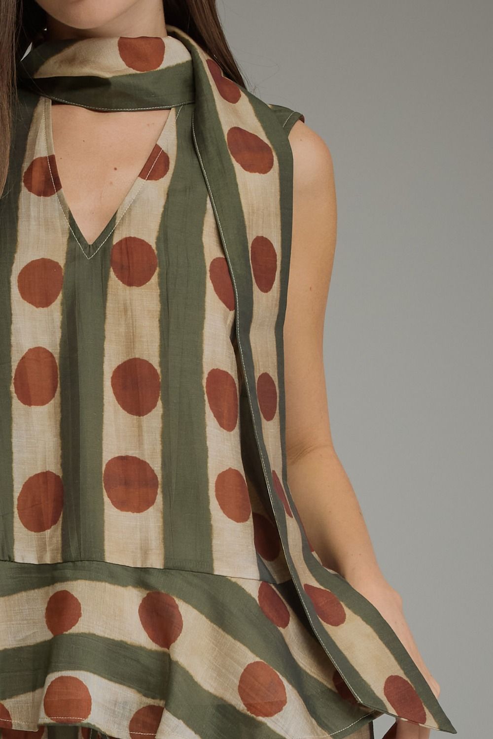 Olive Stripe and Crimson Dot Top