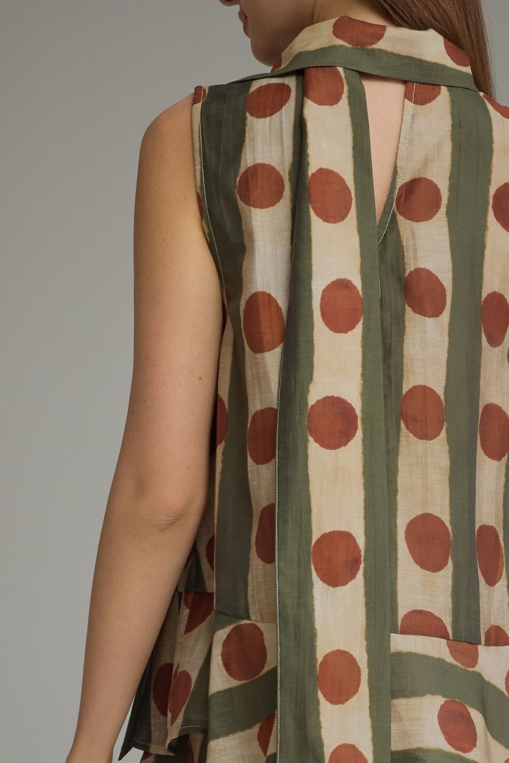 Olive Stripe and Crimson Dot Top