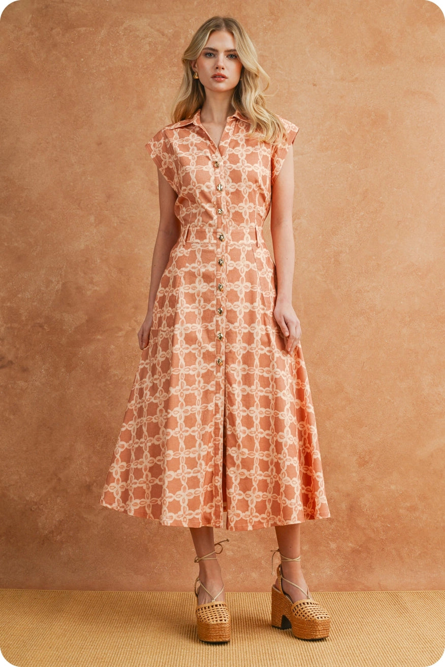 Chainlink Print Midi Dress