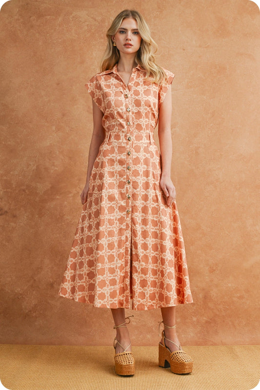 Chainlink Print Midi Dress