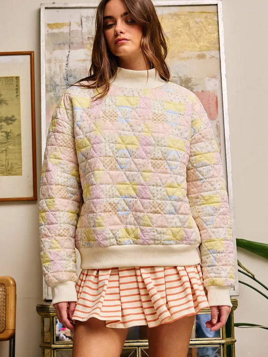 Quilted Pastel Patchwork Pullover