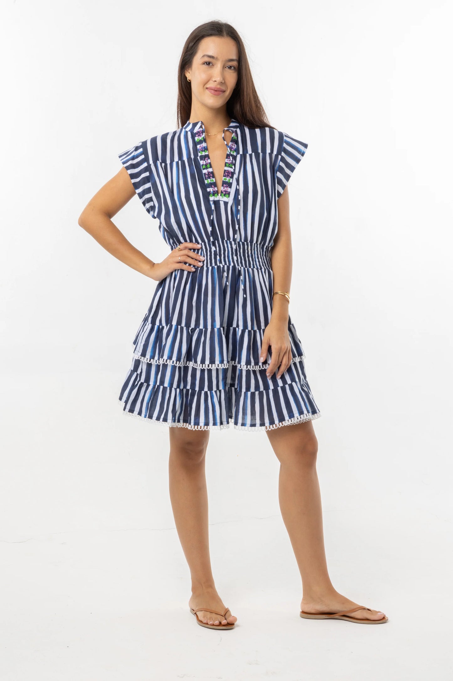 Poppy Dress - Blue Stripes