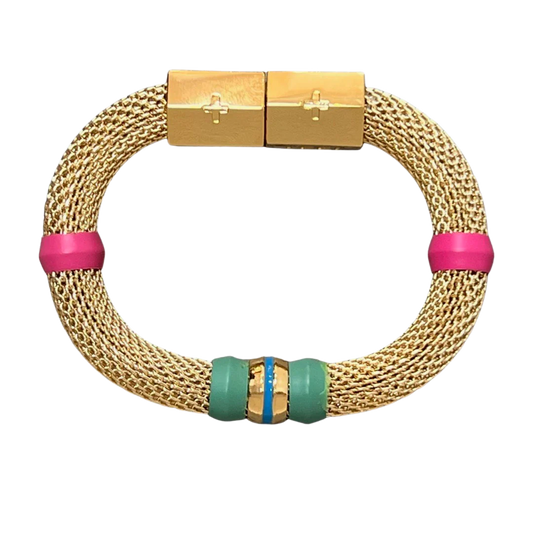 Pink/Turquoise Mesh Bracelet