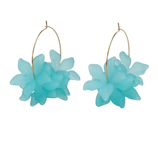 Aqua Floral Hoops