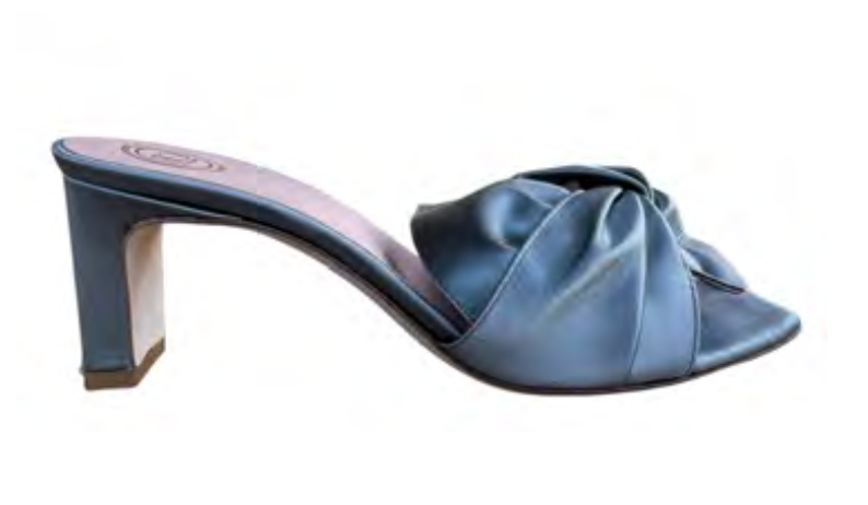 Sorrento Heel - Silver Blue Satin